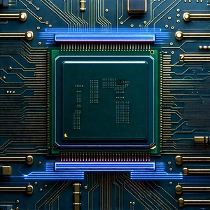 Close-up Of Microprocessor With Close-up Computer