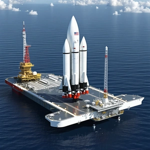A Large White Space Shuttle Is Docked On A Large White Boat