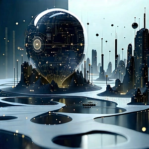 Artificial Intelligence Visualization With Futuristic Scene,