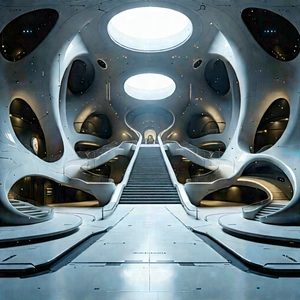 Futuristic innovation hub