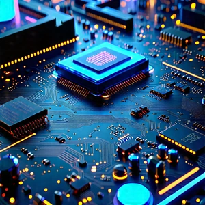 Circuit board with neon accents