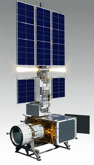 A Spacecraft With A Solar Panel On Its Side