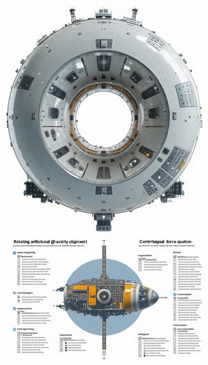 The Image Is A Diagram Of A Space Station, Showing The Various Components And Their Functions