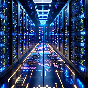 Server rack with holographic projection