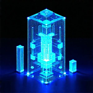 Quantum Computer With Blue Light Glow With Blue, Illuminated