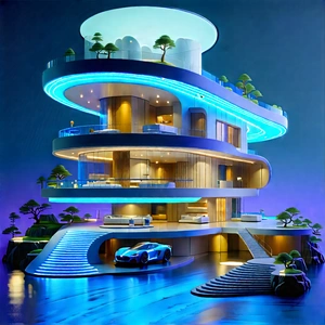 Futuristic Smart Home With Large, Futuristic