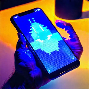Smartphone with glowing screen