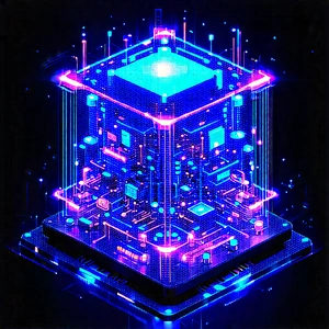 Quantum computer with neon accents