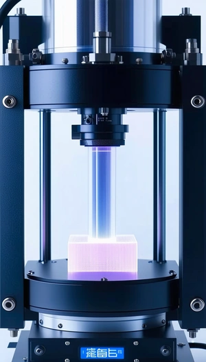 A Machine With A Blue Light Shining Through It