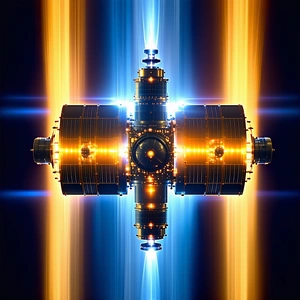 A Large, Brightly Lit Engine With A Yellow Glow