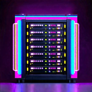 Server rack with neon accents