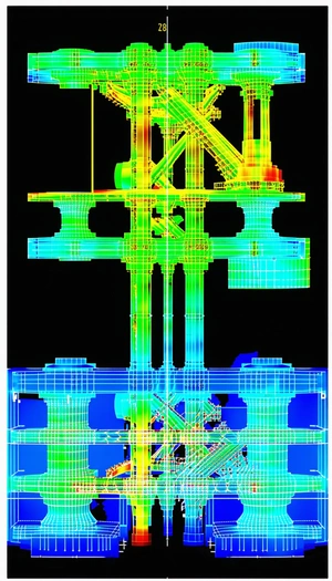 A Large Crane Is Shown In A Blue And Green Color Scheme