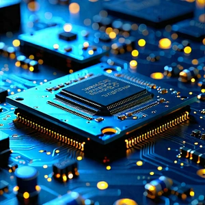 Close-up Of Electronic Circuit With Close-up Computer