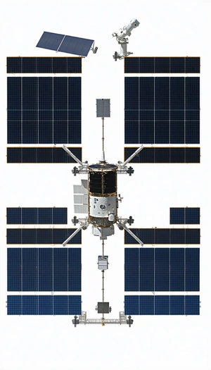 A Spacecraft With A Large Solar Panel On Its Side