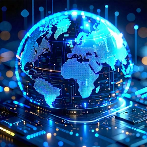 Tech Technical Illustration: Digital transformation visualization