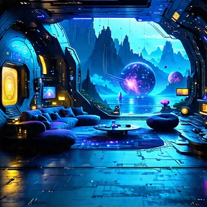 Futuristic Smart Home With Futuristic Scene,