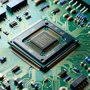 Tech Long Exposure Photography: Close-up of microprocessor