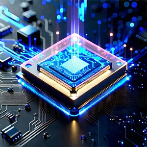Microchip With Holographic Projection With Close-up Computer