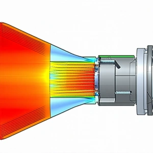 A Colorful, Abstract Image Of A Rocket Engine Is Displayed