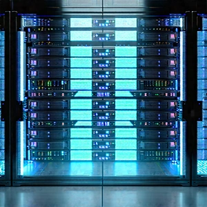 Server Rack With Holographic Projection With Large Computer