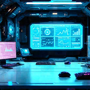 Futuristic tech startup office