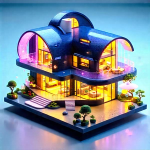 Futuristic Smart Home With Small Model
