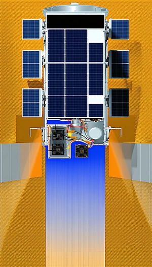 A Large Solar Panel With A Blue Background