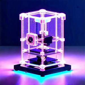 3d Printer With Neon Accents With Purple Green