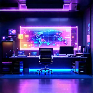 Futuristic Tech Startup Office With Futuristic Office