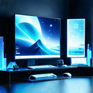 Futuristic digital workspace