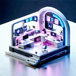 (futuristic:1.5) Tech Startup Office With Futuristic Office