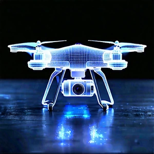 Drone With Holographic Display With Blue White