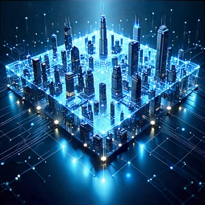 Tech Drone Photography: Blockchain Network Visualization With Large, Three-dimensional