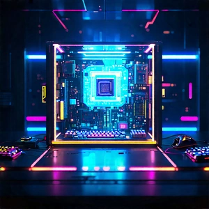 Quantum computer with neon accents