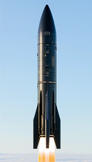 A Large Black Missile Is Being Displayed In The Sky