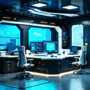 Futuristic tech startup office