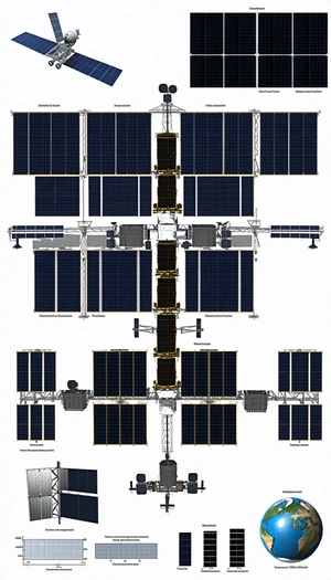 The Image Is A Detailed Drawing Of A Space Station, Showcasing Its Various Components