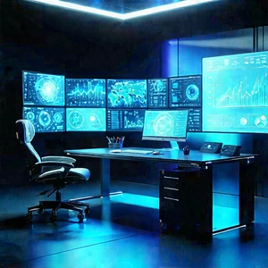Futuristic digital workspace