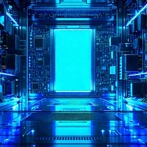 Quantum computer with blue light glow