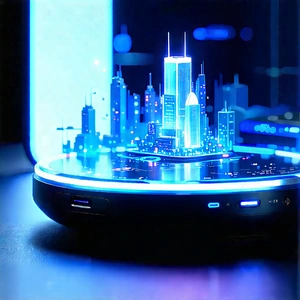 Smart Home (device:1.29) With (digital:1.12) Artwork With Blue White