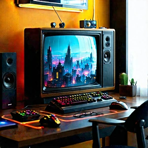 Entertainment Technology In Tech Office With Computer Monitor