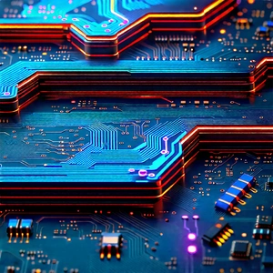 Circuit board with neon accents