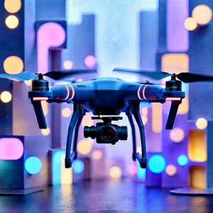Drone With Digital Artwork With Blue Drone