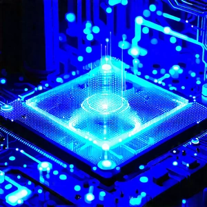 Quantum computer with blue light glow