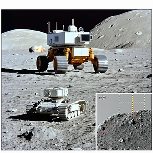 A White Robotic Vehicle, Possibly A Rover, Sitting On A Rocky Surface