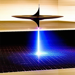 A Blue Light Is Emanating From A Black Object, Which Appears To Be A Black Hole