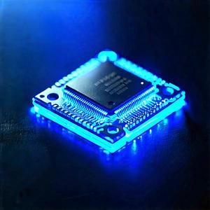 Microchip With Blue Light (glow:1.2) With Blue Computer