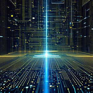 Tech Macro Photography: Quantum computer with data streams