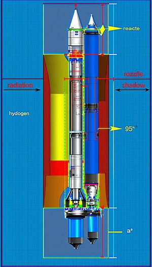 A Space Shuttle Is Shown In A Blue And Yellow Drawing