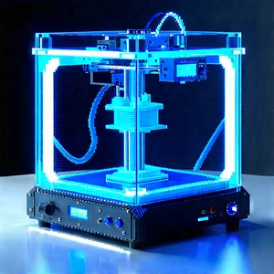 3d Printer With Neon Accents With Blue Printer